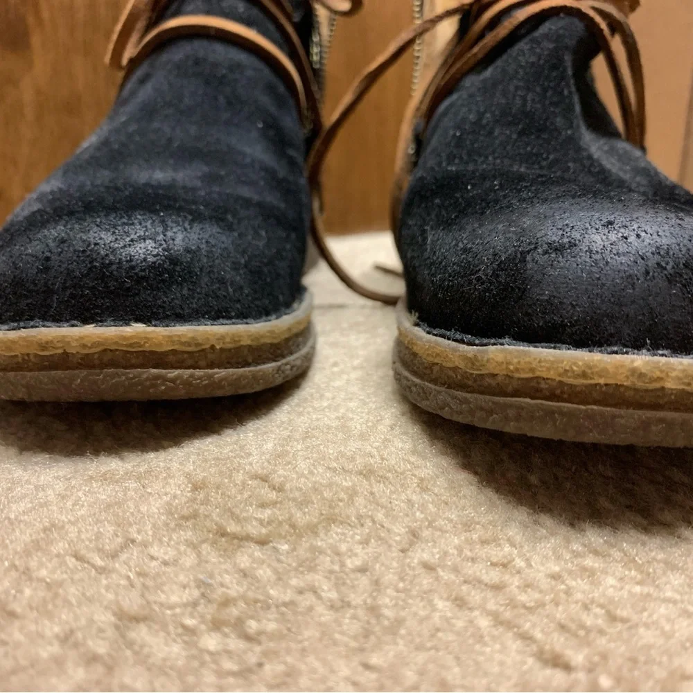 Born Black Suede Ankle Boots with Brown Laces - Picture 3 of 10